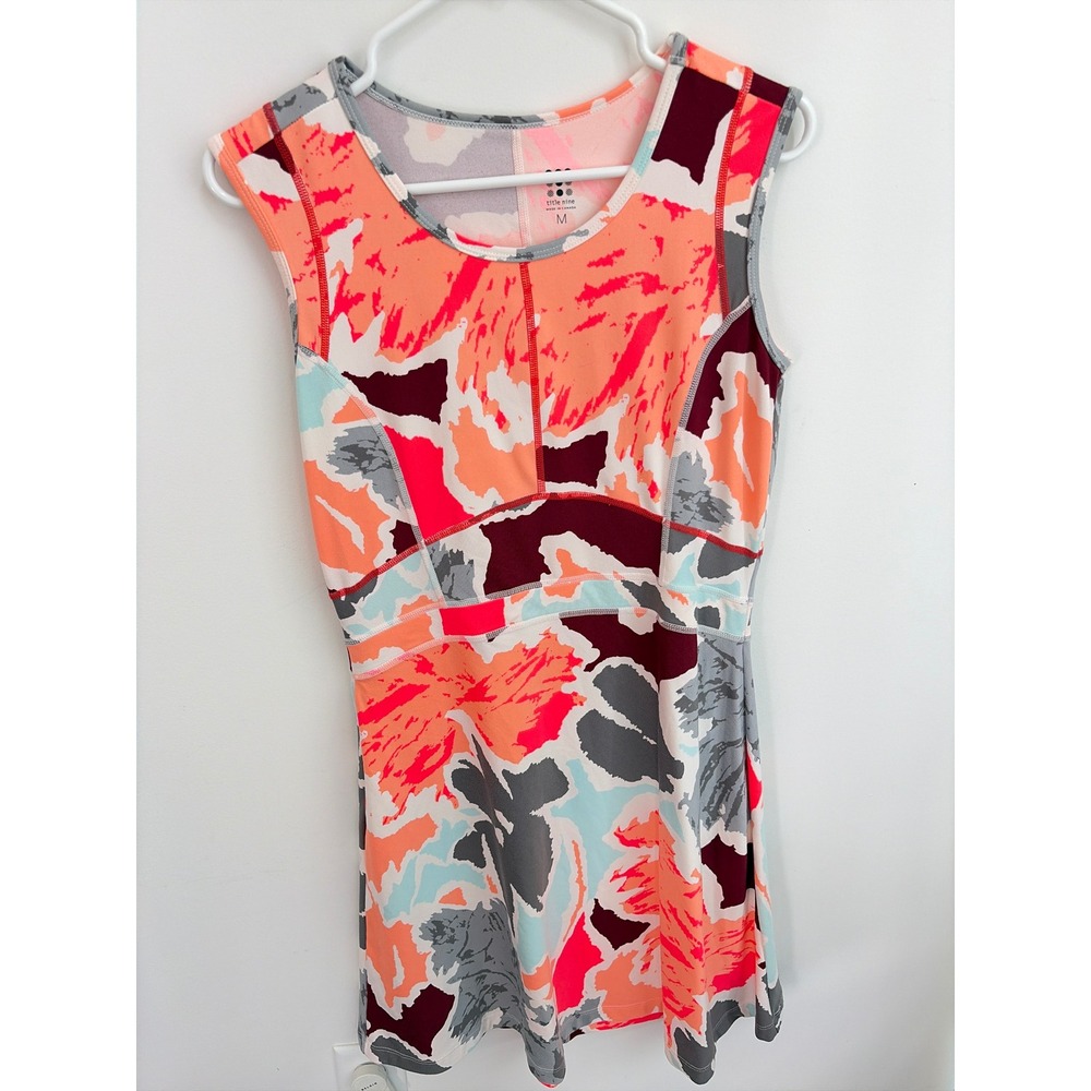 Title Nine Athletic Dress Medium Sporty Multi Abstract Floral Pocket Sleeveless